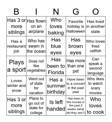 Find Someone Who... Bingo Card