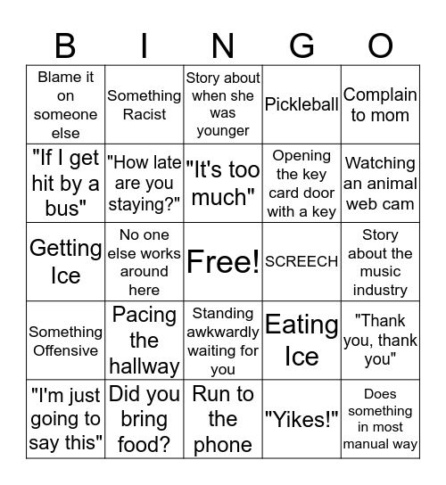 Wonderful Wednesday Bingo Card