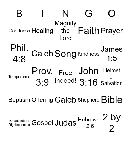 Kingdom Bingo Card