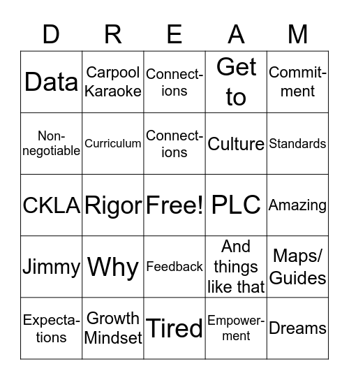 Mirada Bingo Card