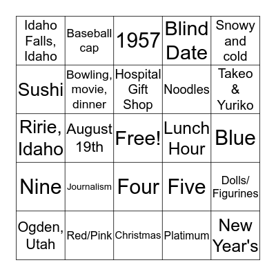 Grandma and Grandpa Anniversary Bingo Card
