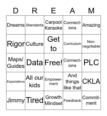 Mirada Dreamin' Bingo Card