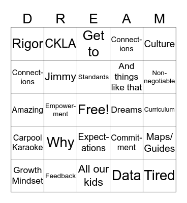 Mirada Dreamin' Bingo Card