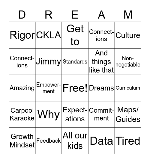 Mirada Dreamin' Bingo Card