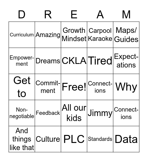 Mirada Bingo Card