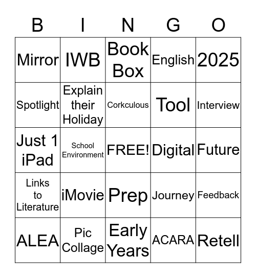 Leaping into literature... through technology in the classroom. Bingo Card