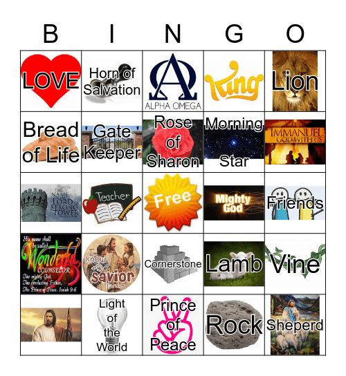 Names of God Bingo Card