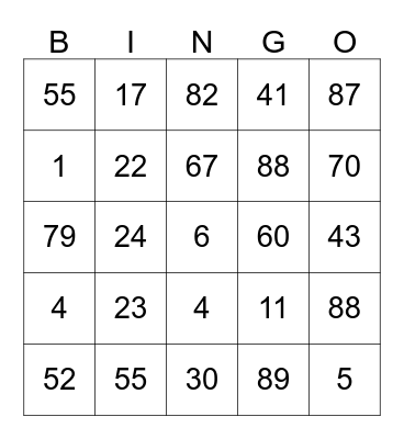 Chelsea Safety Bingo Card