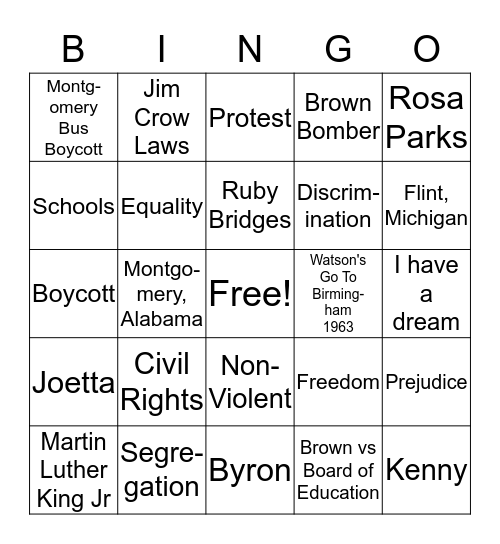 Welcome to the 1960's Bingo Card