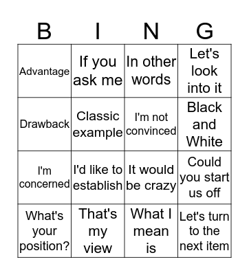 Making Decisions Bingo Card