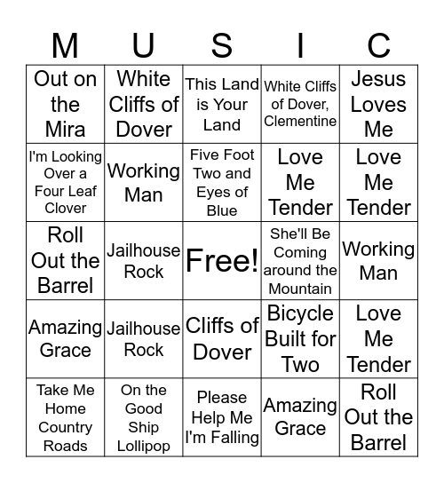 Music Bingo Card