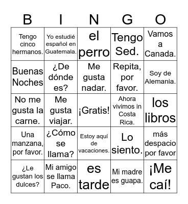 El Bingo de la familia Sundance Bingo Card
