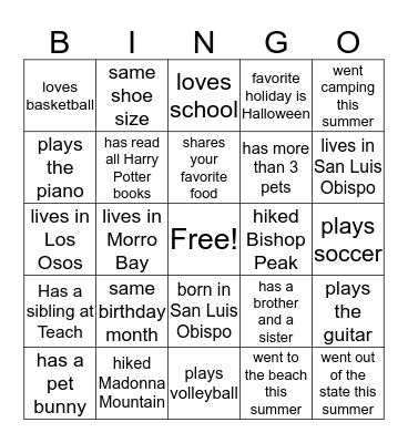 Teach Tiger Bingo Card
