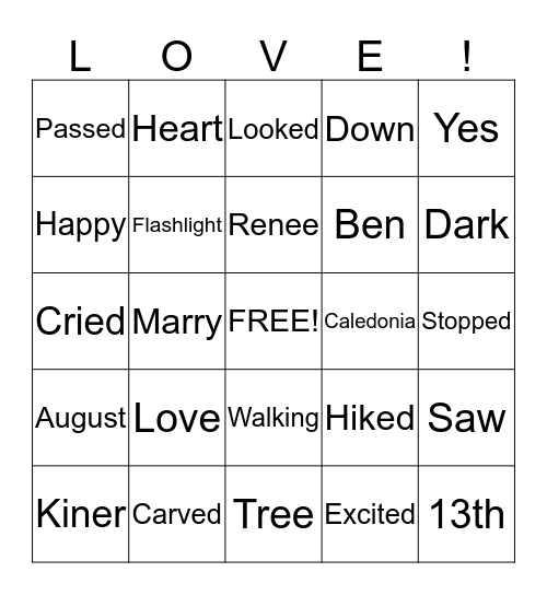 Bridal Shower Bingo Card
