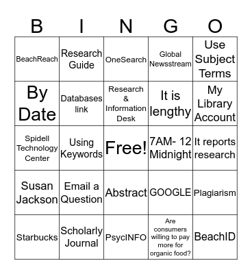 LIBRARY BINGO Card