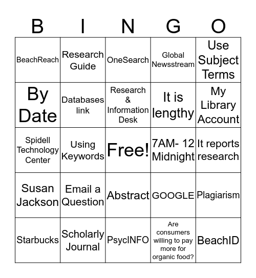 LIBRARY BINGO Card