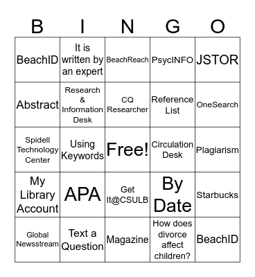 LIBRARY BINGO Card