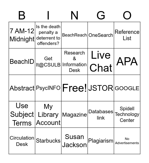 LIBRARY BINGO Card