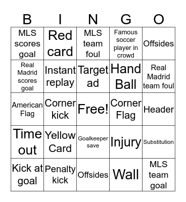 MLS all-star Game  Bingo Card
