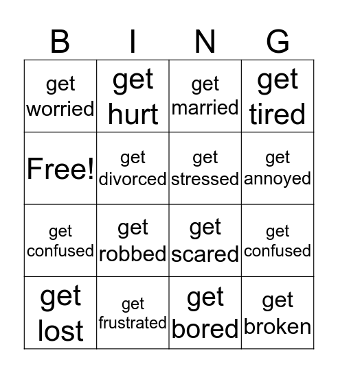 Past Participle Bingo Card
