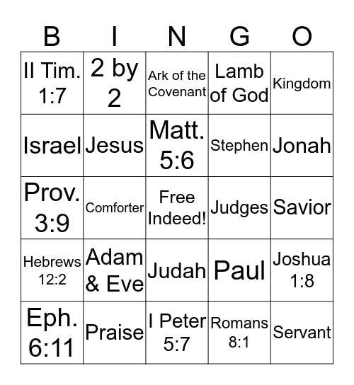 Kingdom Bingo Card