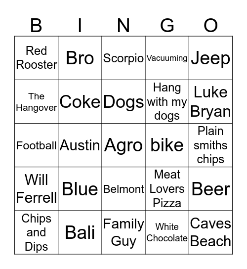All about Cody Bingo Card