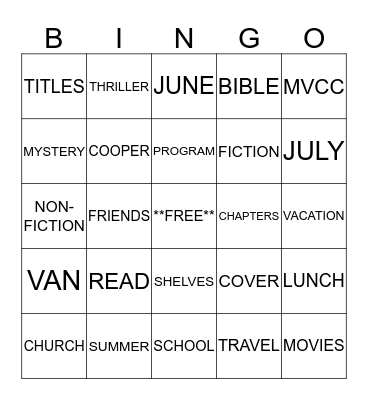 SUMMER READING PROGRAM Bingo Card