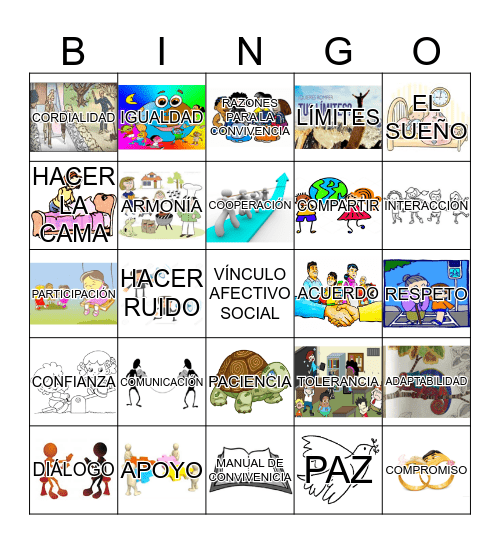 VOLVER A CASA VÍNCULO AFECTIVO - SOCIAL (CONVIVENCIA) Bingo Card