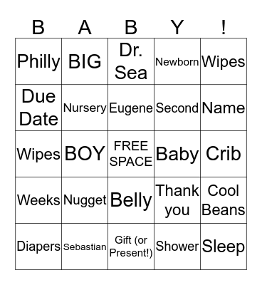 Marla's Baby Shower Bingo: Mark off each word as you catch her say it! Bingo Card