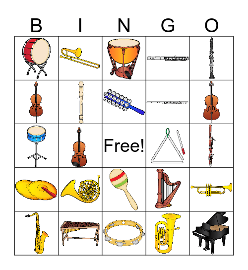 Instrument Bingo Card