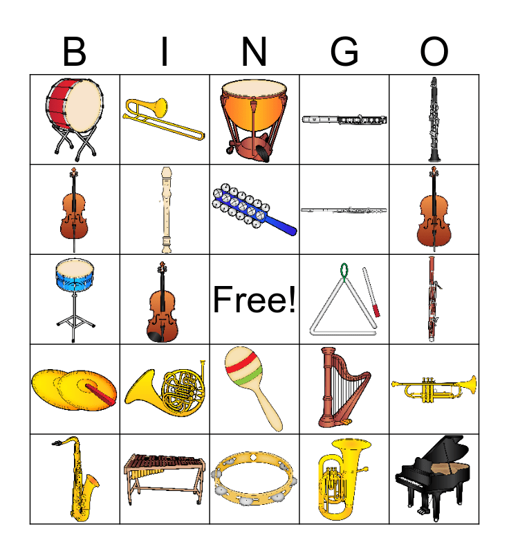 Instrument Bingo Card