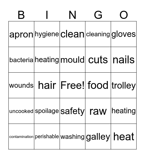 Food Hygeine Bingo Card