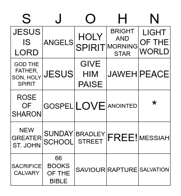 N.G.S.JOHN BINGO Card