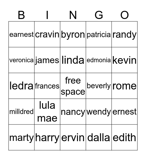 family bingo  Bingo Card
