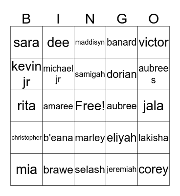 family bingo  Bingo Card