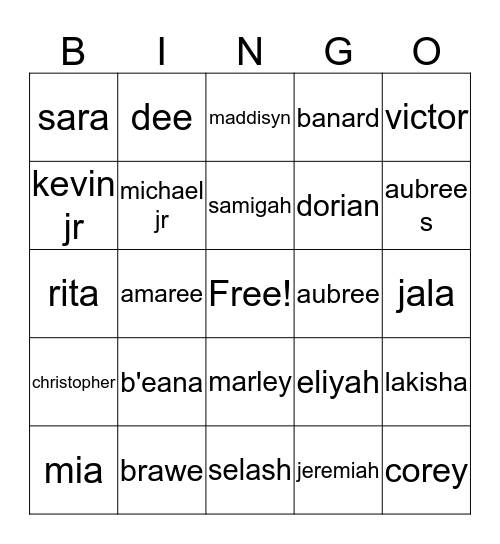 family bingo  Bingo Card