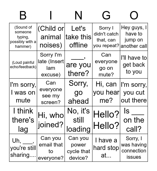 Bridge Bingo Card