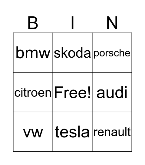 Merken Bingo Card