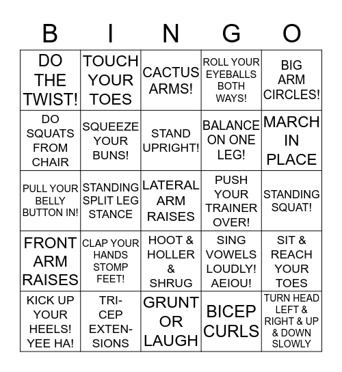 DESERT FLOWER FITNESS FUN! Bingo Card