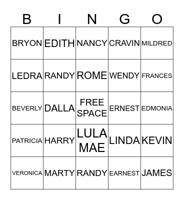 FAMILY BINGO Card