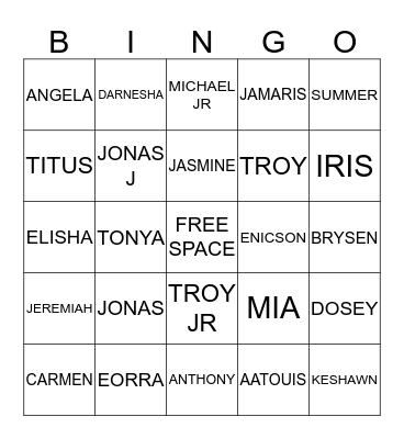 FAMILY BINGO Card