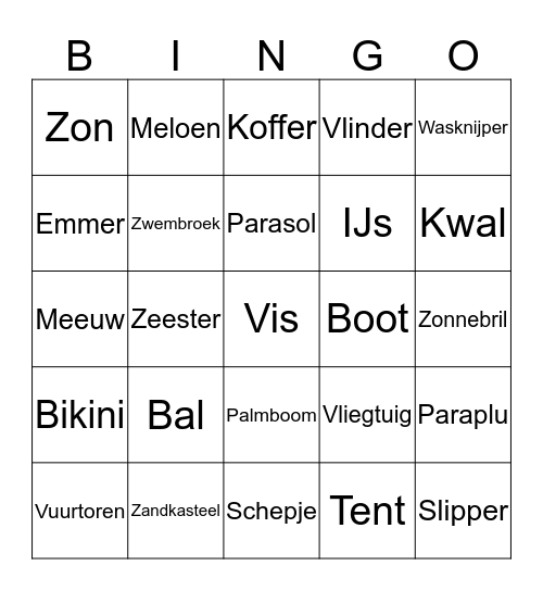 ZOMER KVW Camping Bingo Card