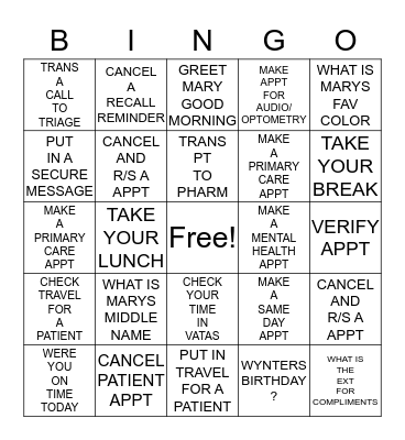 WYNTER' S BABY BINGO Card