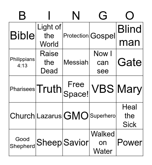 Jesus is Our Superhero  Bingo Card