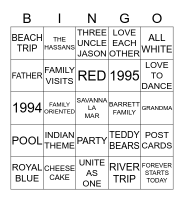Get to know us *****the Hassans Bingo Card