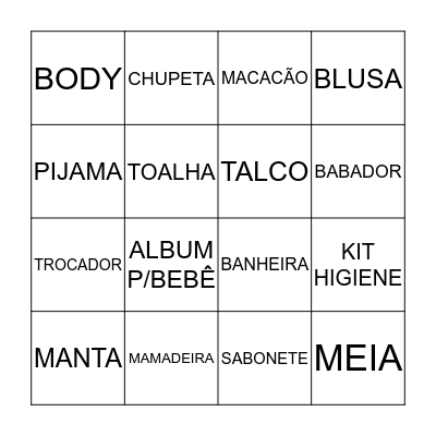 BABY BINGO Card