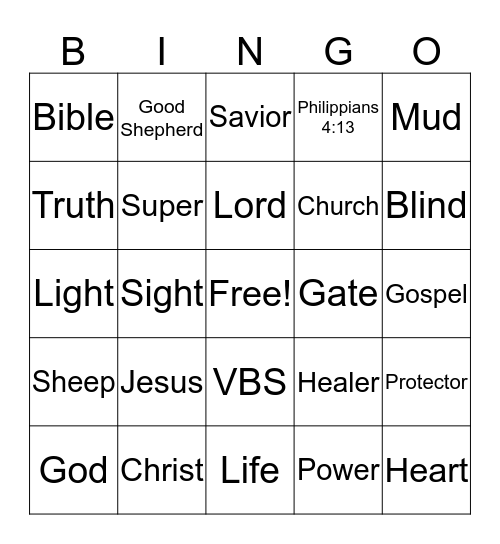 Jesus is Our Superhero  Bingo Card