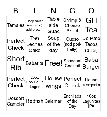 Babalu Bingo  Bingo Card
