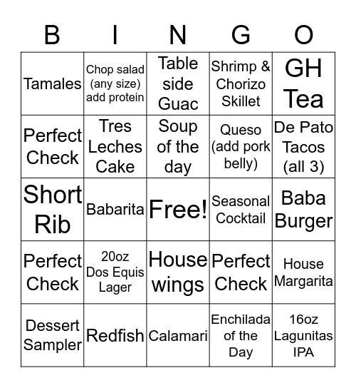 Babalu Bingo  Bingo Card