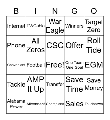 Amp It Up Bingo Card